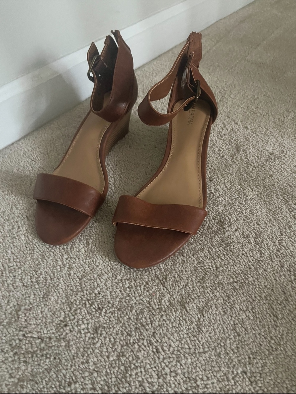 Merona 7 Brown Ankle-Strap Wedge Sandals - Women